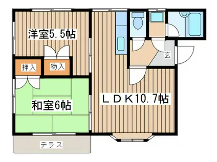 ヘイセイハイツ(2LDK/1階)の間取り写真