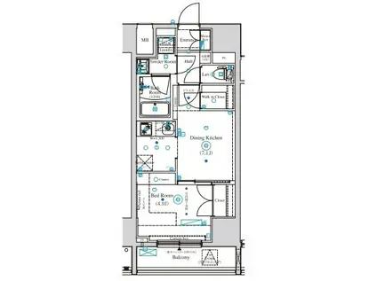 アークマーク渋谷初台(1DK/12階)の間取り写真