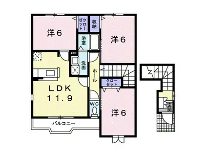 ジェネロシティ- II(3LDK/2階)の間取り写真