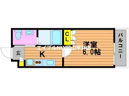 BLUE.RESIDENCE浜(1K/1階)の間取り写真