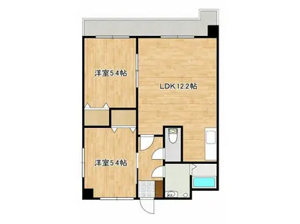 ビューテラス徳王(2LDK/4階)の間取り写真