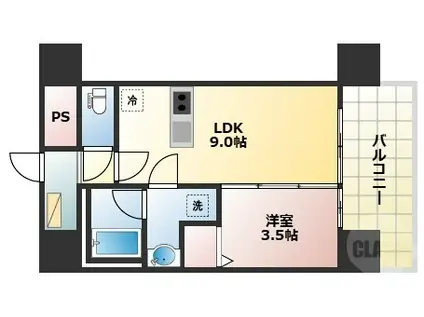 エル・セレーノ新大阪北(1LDK/12階)の間取り写真