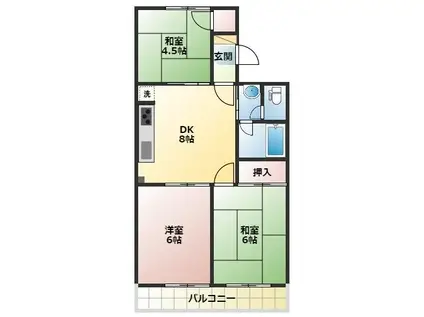 メゾングロワール(3DK/3階)の間取り写真