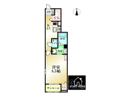 メゾン・ド・KOU B(1K/1階)の間取り写真