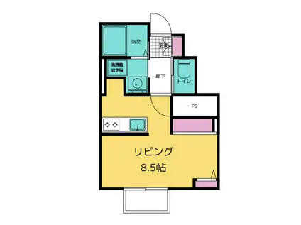 セゾン街角(1K/1階)の間取り写真