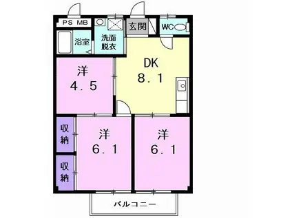 BELL CITY A(3DK/1階)の間取り写真