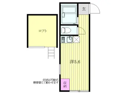 ビバーチェ上大岡(ワンルーム/1階)の間取り写真