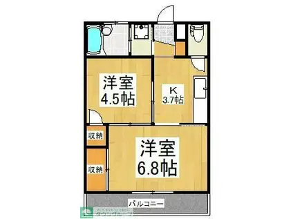 トキワビル(2K/2階)の間取り写真