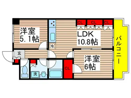 SOCIETY KIYOSUMI-SHIRAKAWA(2LDK/2階)の間取り写真