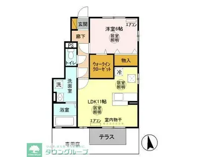 エクセレントマチハタ(1LDK/1階)の間取り写真