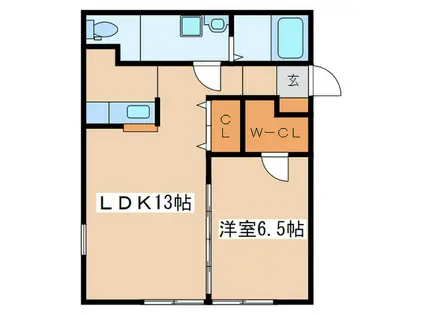 クロノスディオ(1LDK/1階)の間取り写真