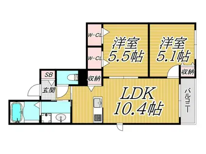 武庫之荘東1丁目ヘーベルメゾン(2LDK/3階)の間取り写真