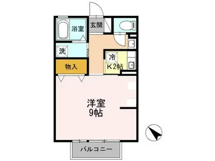 パルティール I(1K/2階)の間取り写真