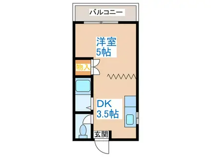 パレス南郷(1DK/2階)の間取り写真