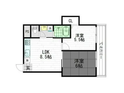 マンションサンヒルズ(2LDK/5階)の間取り写真