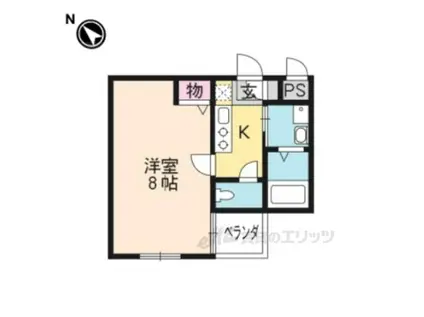 GLADVIS京都洛北(1K/2階)の間取り写真