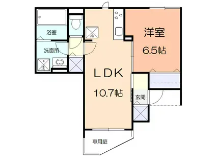 ヒュッゲ(1LDK/1階)の間取り写真