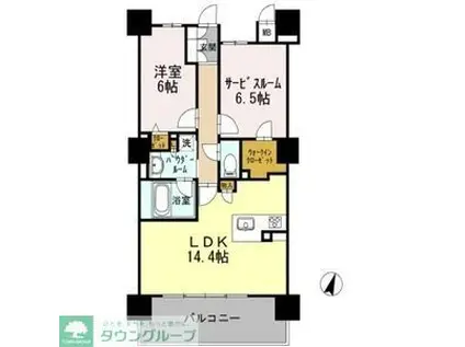 ロイヤルパークスERささしま サウス(2LDK/16階)の間取り写真