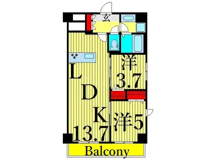 グランカーサ南千住(2LDK/4階)の間取り写真