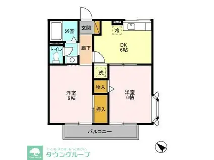 クレストコート(2DK/2階)の間取り写真