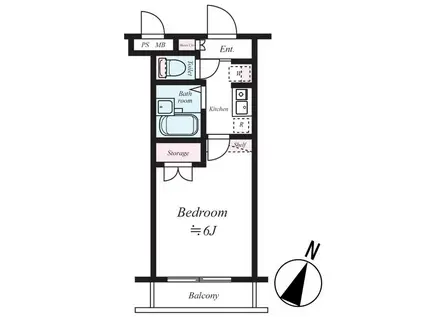 グランヴァン西馬込(1K/2階)の間取り写真
