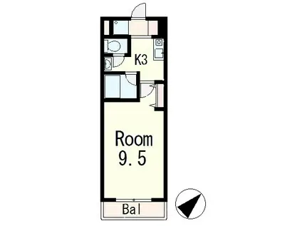 UNIVERSII(1K/2階)の間取り写真