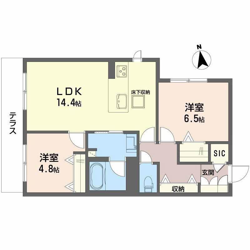 サニーサイドリュクス(2LDK/1階)の間取り写真
