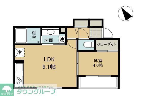 ソレイユ調布(1LDK/2階)の間取り写真