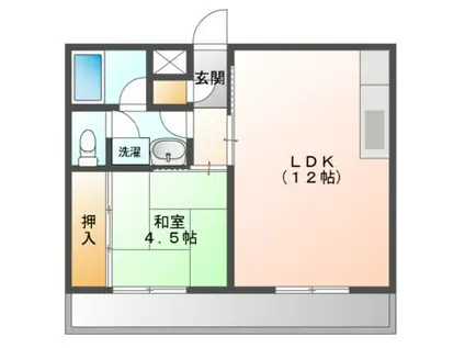 対中ハイツ(1LDK/3階)の間取り写真