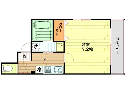 シャルル中宮(1K/1階)の間取り写真