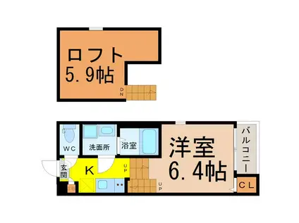 アルバ上小田井(1SK/2階)の間取り写真