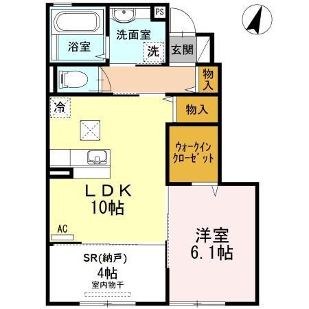 ウィットシバタ(1LDK/1階)の間取り写真
