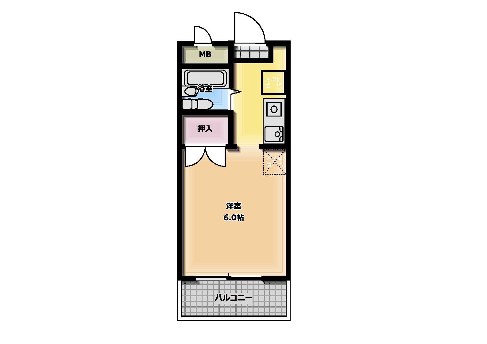 シャトル井上(1K/2階)の間取り写真