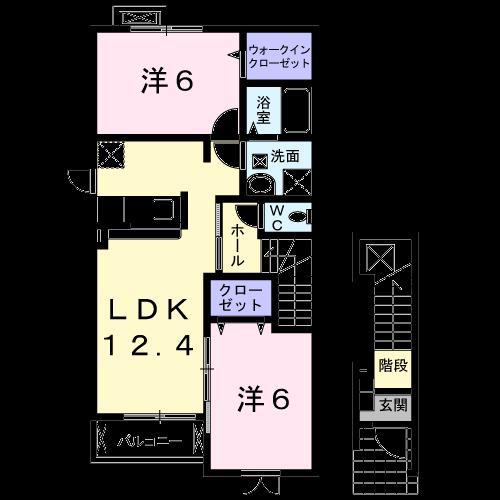 エスペランサ(2LDK/2階)の間取り写真
