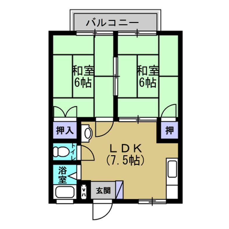 グリーンハイツ(2DK/1階)の間取り写真