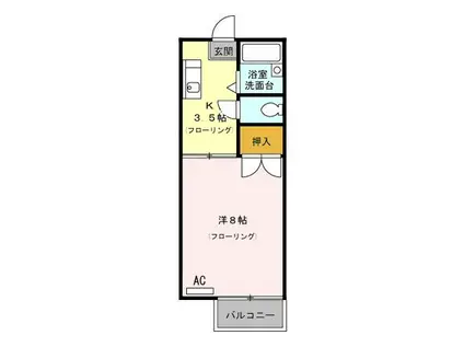 グリーンテラス都北(1K/2階)の間取り写真