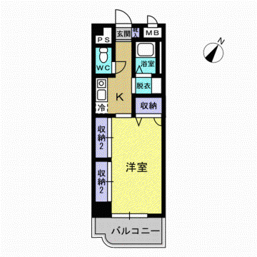 ティアラハイツ栄門(1K/3階)の間取り写真