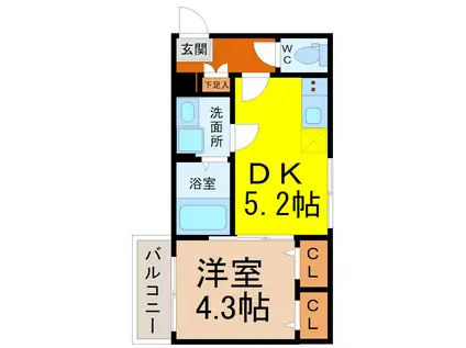 ルーチェ新守山(1DK/2階)の間取り写真