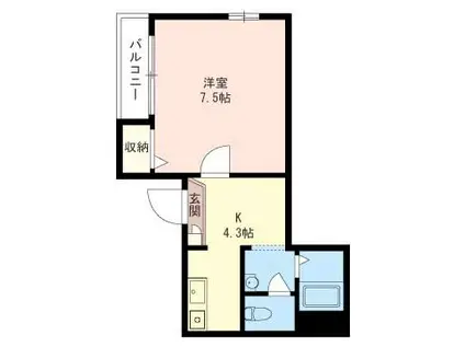 グランドパルク常盤(1K/3階)の間取り写真