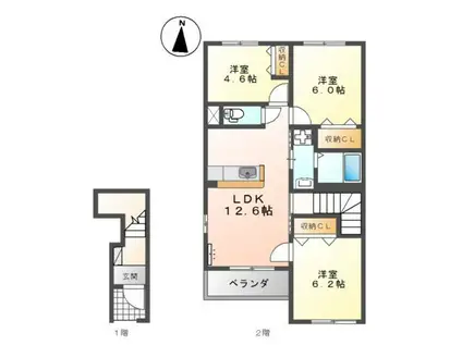 ウイングコート 中原(3LDK/2階)の間取り写真