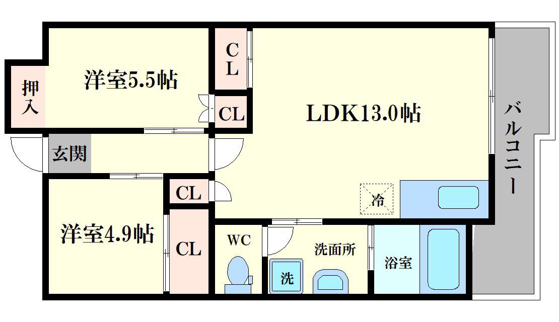 METROSA朝潮橋(2LDK/5階)の間取り写真
