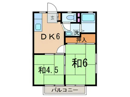 ヴィラ エポック(2DK/1階)の間取り写真