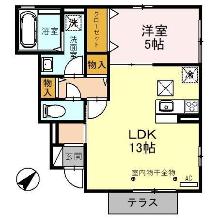 リバーサイド彩(1LDK/1階)の間取り写真