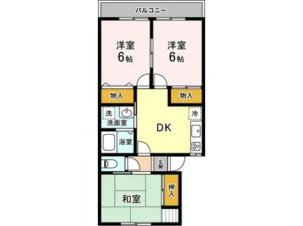 グリーンハイツA棟(3DK/2階)の間取り写真