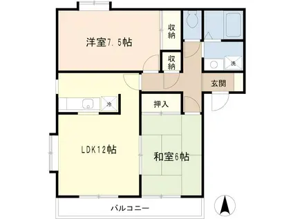 キャニオン・スクエアA(2LDK/2階)の間取り写真