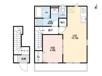 リーブルファイン東千葉(1LDK/1階)の間取り写真