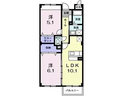 アネックス北中振(2LDK/2階)の間取り写真