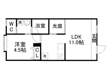 LAND新田東(1LDK/2階)の間取り写真
