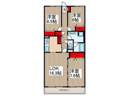 TRガーデン蕨(3LDK/4階)の間取り写真