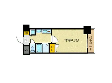 プレサンス泉セントマーク(1K/6階)の間取り写真